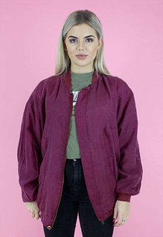 90S PURPLE SILK BOMBER OVERSIZED JACKET