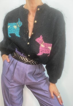 Vintage Colourful Mohair Dog Cardigan
