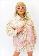 Junglelcub Oversized Jacket With Pink and Green Floral Print