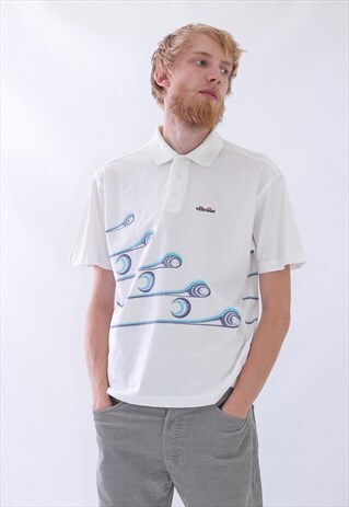 VINTAGE MENS ELLESSE ATP TENNIS WIMBLEDON POLO SHIRT