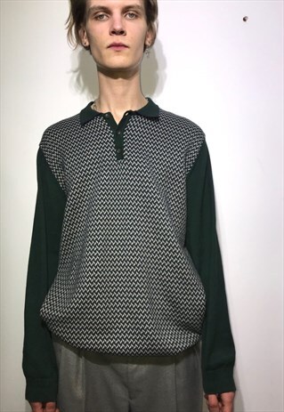 VINTAGE 90' UNIQUE BEAUTIFUL GREEN UNISEX JUMPER