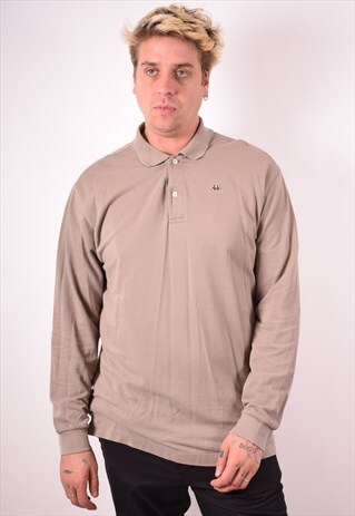 KAPPA MENS VINTAGE POLO SHIRT LONG SLEEVE XL BROWN 90S