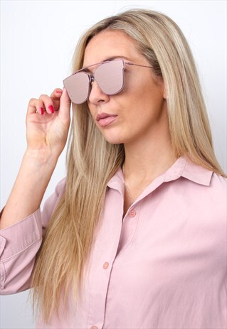 MIRRORED FRAMELESS SUNGLASSES - PINK