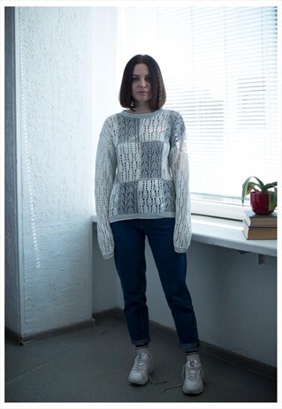 VINTAGE 80'S WHITE CROCHET JUMPER