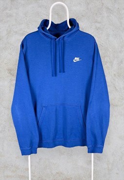 Blue Nike Hoodie Embroidered Swoosh XL