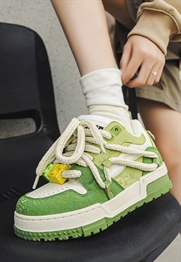 Fluorescent sneakers platform trainers chunky shoes in green