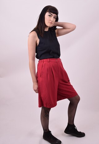 VINTAGE 80'S RED HIGH WAIST CARGO SHORTS SIZE 12