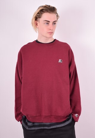 STARTER MENS VINTAGE SWEATSHIRT JUMPER XL RED 90'S