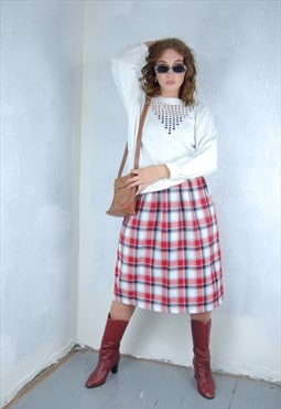 Vintage y2k baggy tartan midi cool festival skirts white red