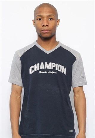 VINTAGE CHAMPION SPELLOUT T-SHIRT NAVY BLUE