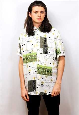 1990'S VINTAGE OVERSIZED ABSTRACT PRINT SHIRT