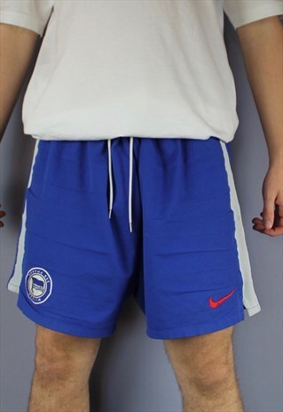 VINTAGE NIKE HERTHA BERLIN SHORTS IN BLUE WITH EMBROIDERED L