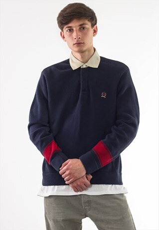 VINTAGE TOMMY HILFIGER SWEATER TOP POLO SHIRT 90S BLUE