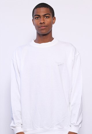 VINTAGE REEBOK CHEST LOGO LONG SLEEVE T-SHIRT WHITE