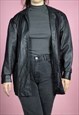 Vintage Velvet details Leather Jacket in Black M