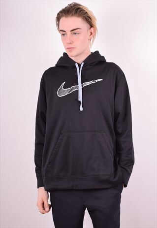 NIKE MENS VINTAGE HOODIE JUMPER XL BLACK 90S