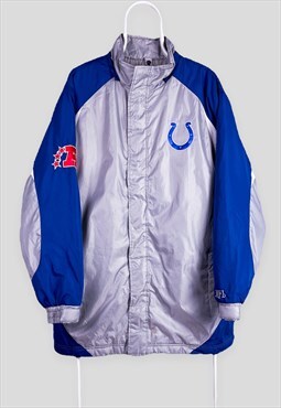 Vintage NFL Coach Jacket Indianapolis Colts Grey Blue XL