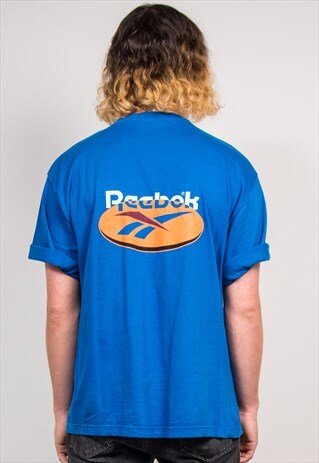 90'S REEBOK VINTAGE BLUE GRAPHIC PRINT T-SHIRT