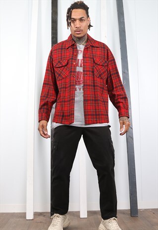 VINTAGE 50S PENDLETON CHECKED WOOL SHIRT. UNISEX.ROCKABILLY