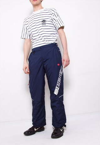 VINTAGE 90S NIKE NAVY TRACK PANTS ID:7171