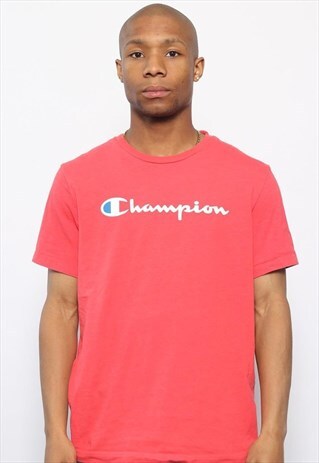 VINTAGE CHAMPION BIG LOGO SPELLOUT T-SHIRT RED