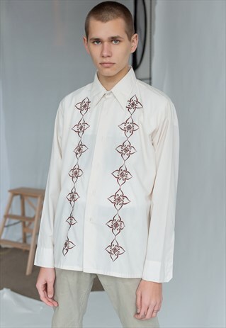 VINTAGE 70S BOHO SHIRT WITH EMBROIDERY