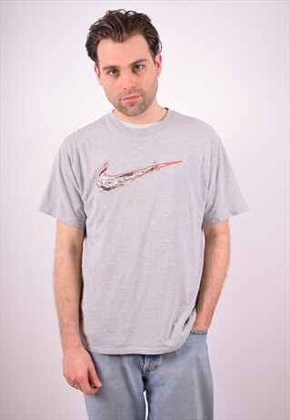 NIKE MENS VINTAGE T-SHIRT TOP LARGE GREY 90S