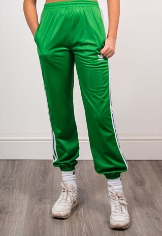 90'S VINTAGE GREEN ADIDAS TRACKSUIT BOTTOMS TROUSERS