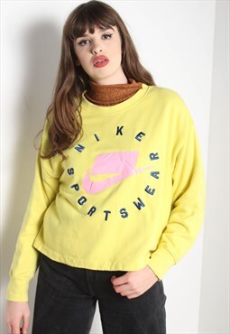 Vintage Nike Embroidered Big Logo Sweatshirt Yellow