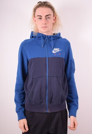 NIKE MENS VINTAGE HOODIE SWEATER SMALL BLUE 90S