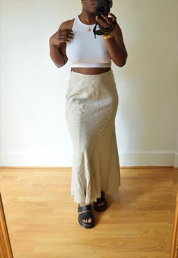 Vintage 90s linen maxi skirt in cream