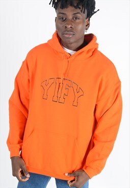 Hoodie in Orange with Outline Logo