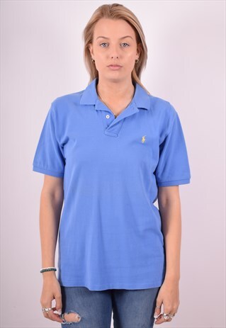 POLO RALPH LAUREN WOMENS VINTAGE POLO SHIRT XL BLUE 90S