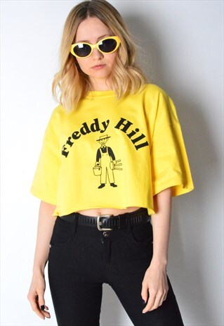 REWORKED VINTAGE 90S YELLOW CROPPED T-SHIRT