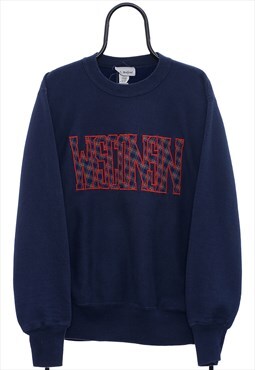 Vintage 90s Wisconsin Navy Sweatshirt Mens