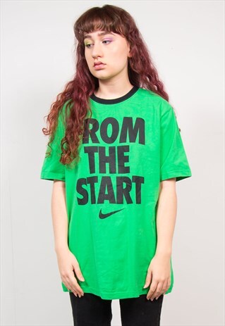 NIKE VINTAGE 90'S GREEN FROM THE START SLOGAN T-SHIRT