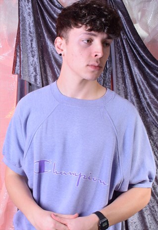 VINTAGE CHAMPION PURPLE SHORT SLEEVE SWEATSHIRT
