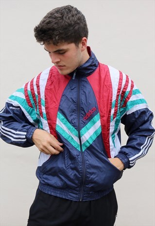 NAVY BURGUNDY TURQUOISE AND WHITE ADIDAS WINDBREAKER