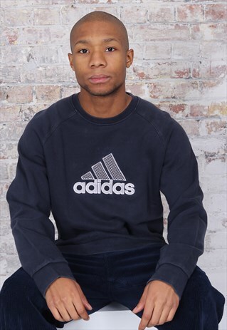 VINTAGE ADIDAS BIG LOGO SWEATSHIRT NAVY BLUE
