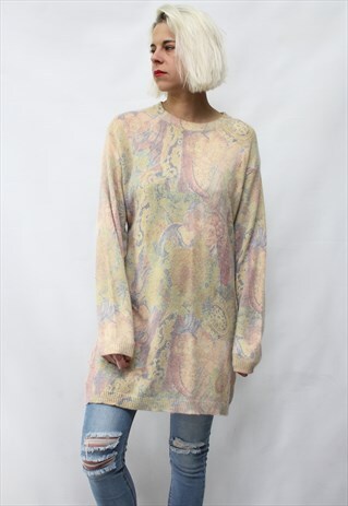 VINTAGE 80' BEAUTIFUL CUTE PASTEL PINK MERINOWOOL JUMPER