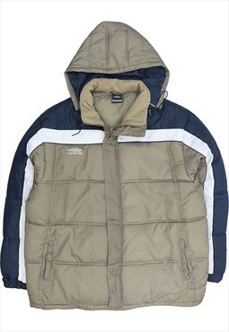 Vintage 90's Umbro Puffer Jacket Hooded Zip Up Blue, Green,