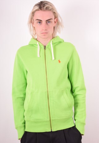 POLO RALPH LAUREN MENS VINTAGE HOODIE JACKET SMALL GREEN 90S