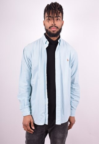 RALPH LAUREN MENS VINTAGE SHIRT LARGE BLUE 90'S