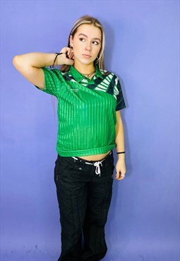 Vintage 90s Reebok Striped Green T Shirt