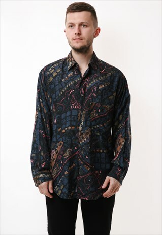 90S RARE STONE ABSTRACT LIGHTWEIGHT VINTAGE SHIRT 17136