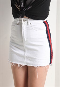 Vintage Y2K Denim Mini Skirt White W26'