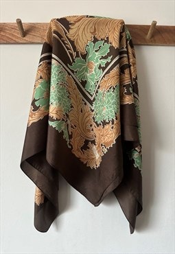 Liberty Of London Brown Green Floral Vintage Ladies Scarf