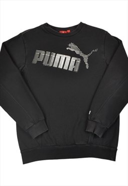 Vintage Puma Crew Neck Sweatshirt Black Ladies Medium