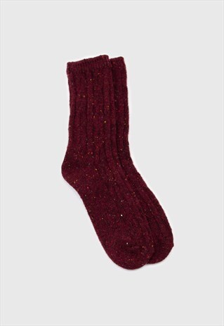 BURGUNDY RAINBOW FLECK THICK SOCKS