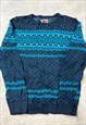 VINTAGE ABSTRACT KNITTED JUMPER PATTERNED GRANDAD SWEATER